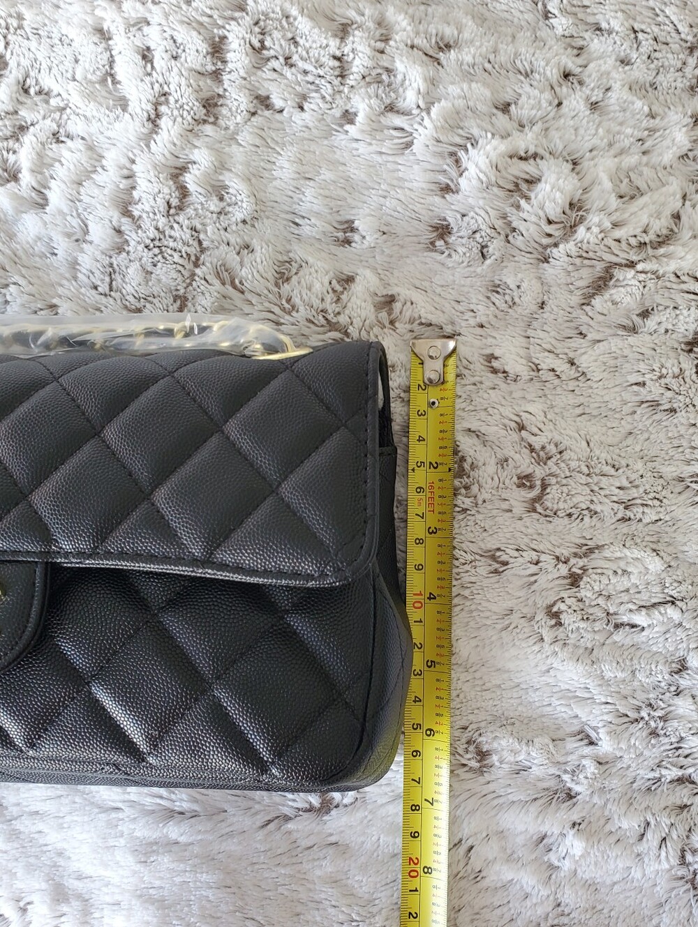 Black Quilted Shoulder Bag with Gold Hardware Luxury Designer Style - Picture 11 of 13